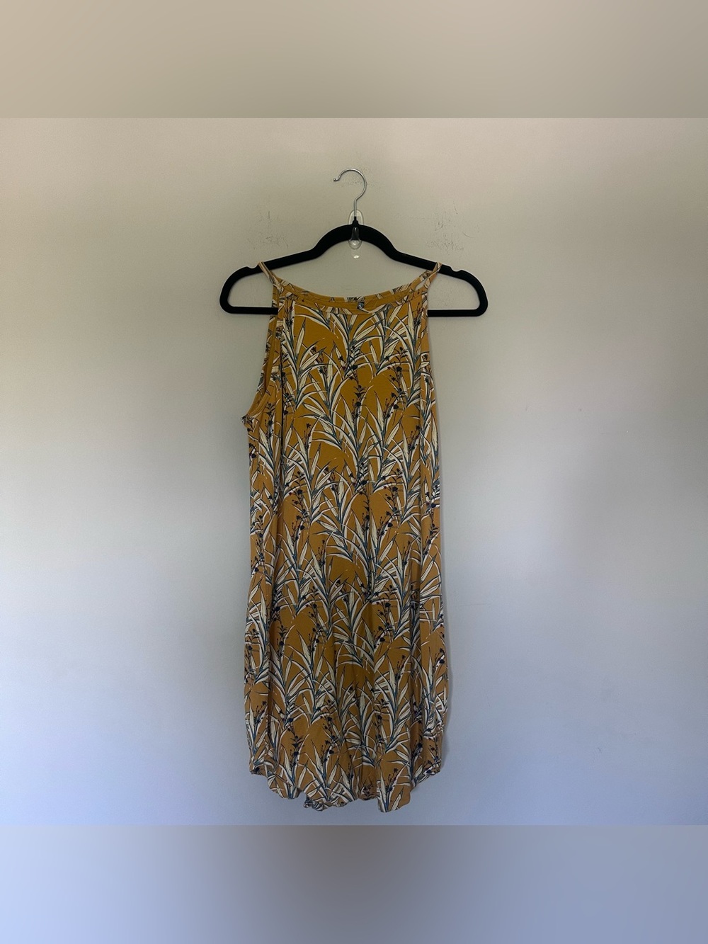 Sleeveless Mustard Floral Print Summer Dress